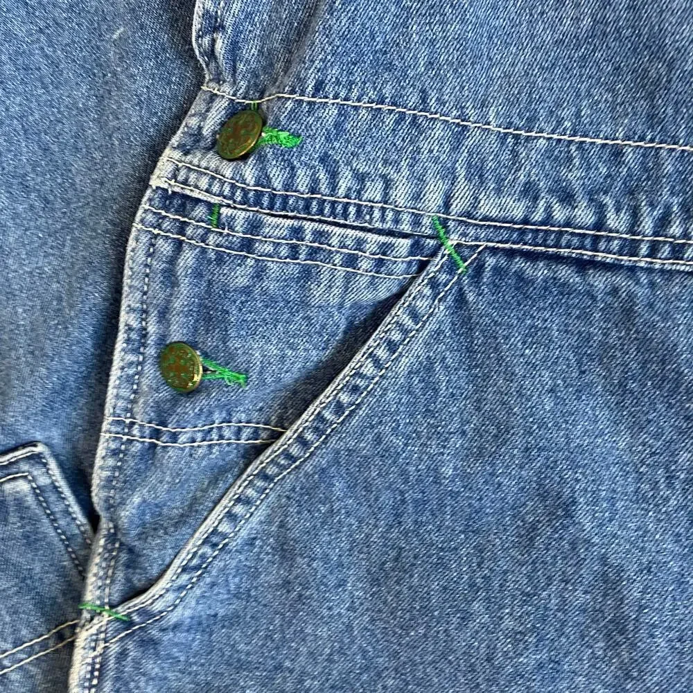 Oshkosh Mens Sz 38 Vintage Denim Carpenter Bib Overalls Vestback Med Wash